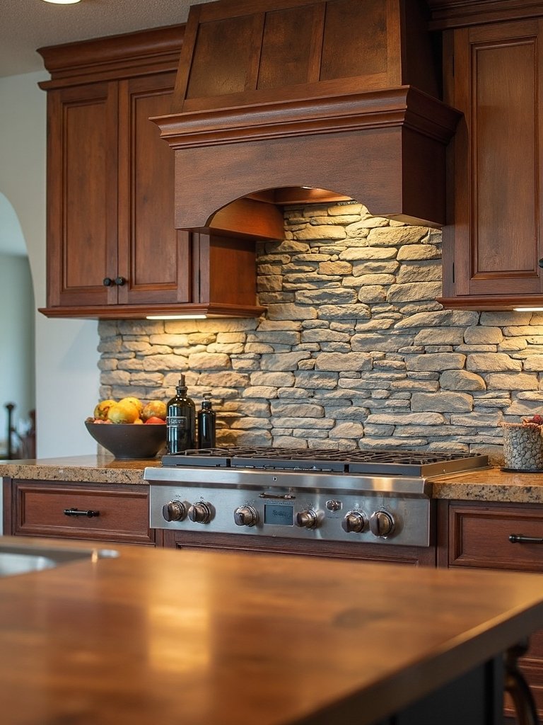 organic textural timeless low maintenance kitchen backsplash