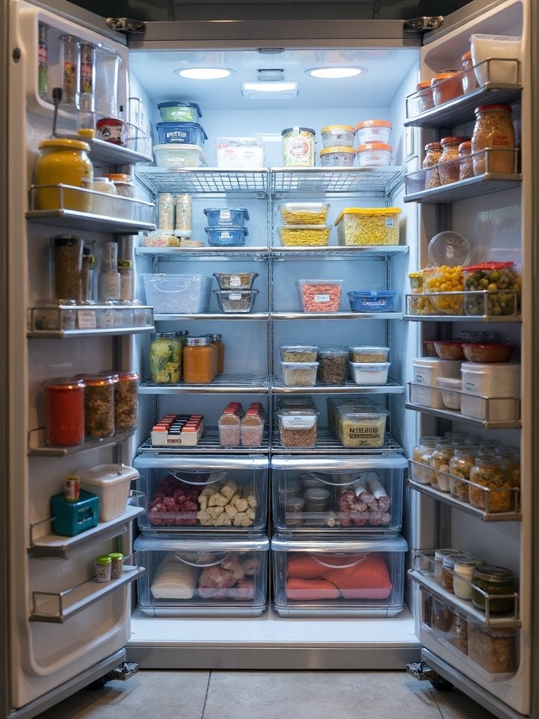 organize walk in refrigerator storage efficiently