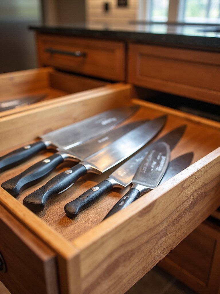 organized accessible efficient kitchen knife storage