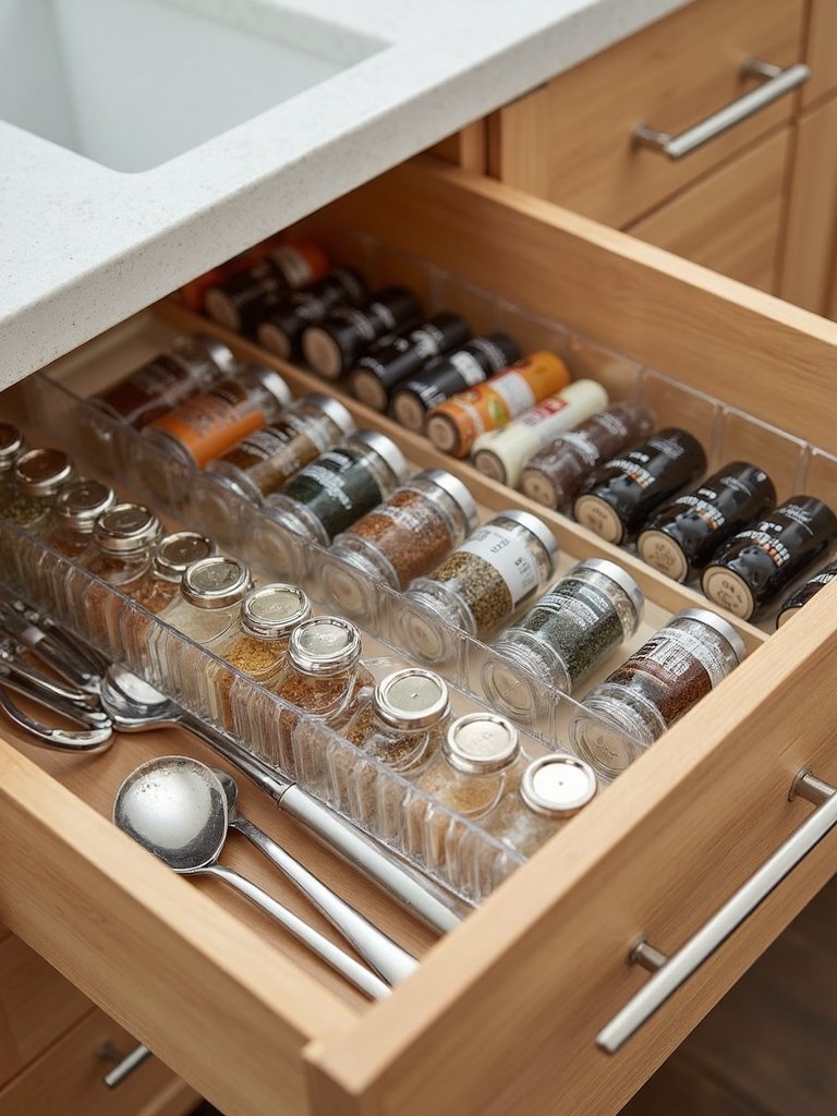 organized accessible glass drawer storage
