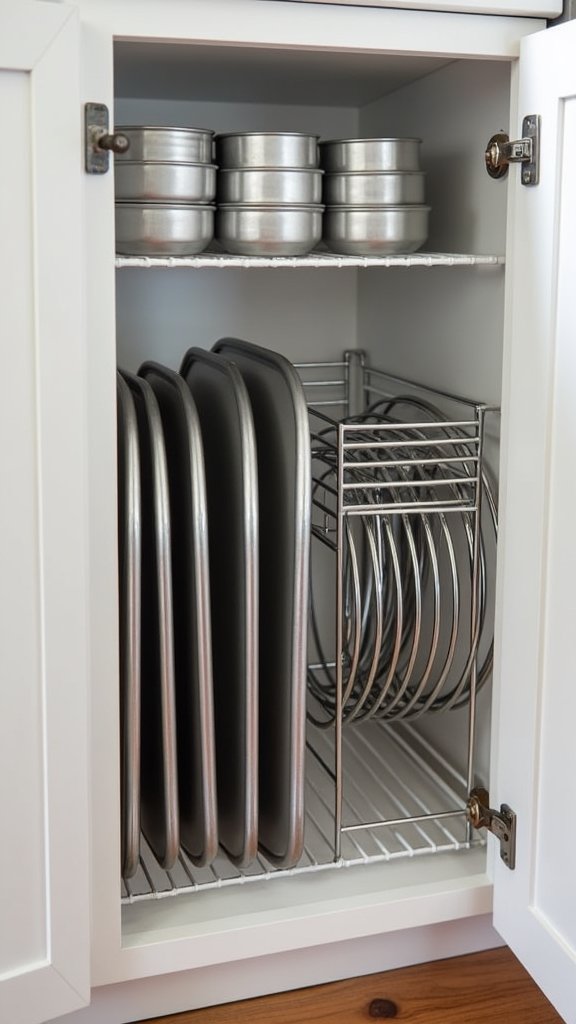 organized bakeware station setup