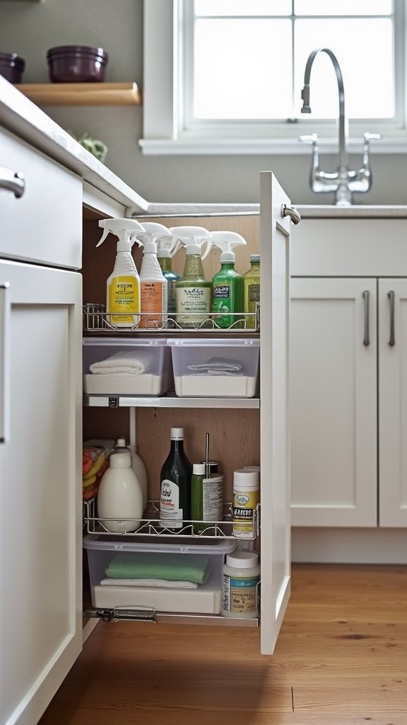 organized cleaning supply station