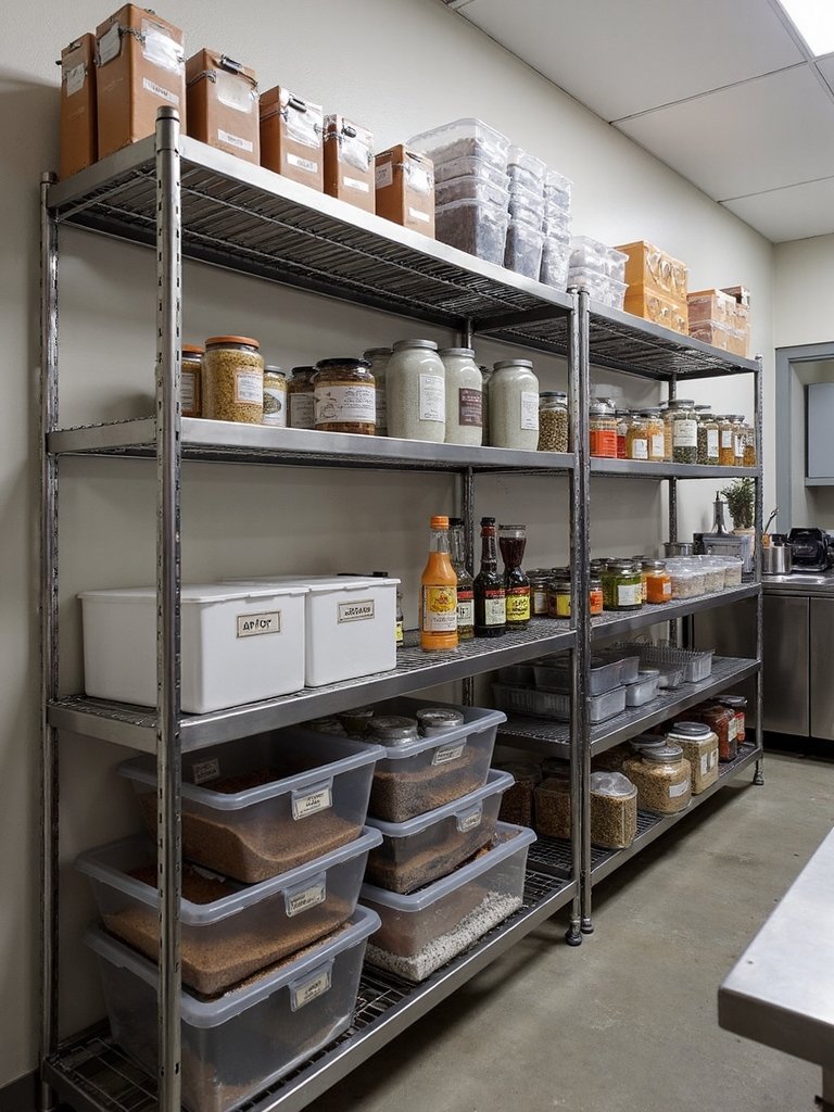 organized dry storage maximizes kitchen efficiency