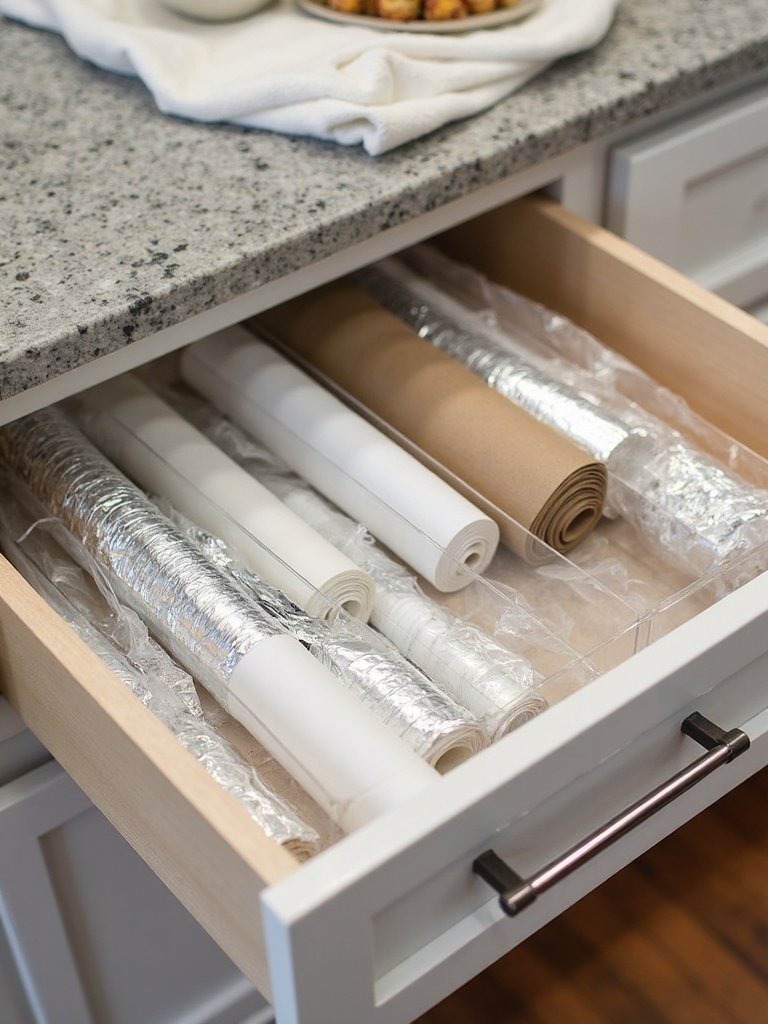 organized efficient food wrap storage
