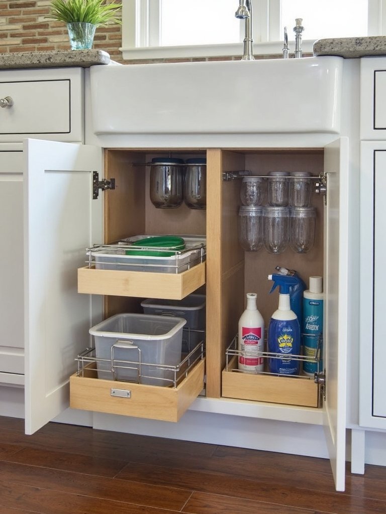 organized efficient under sink storage solution