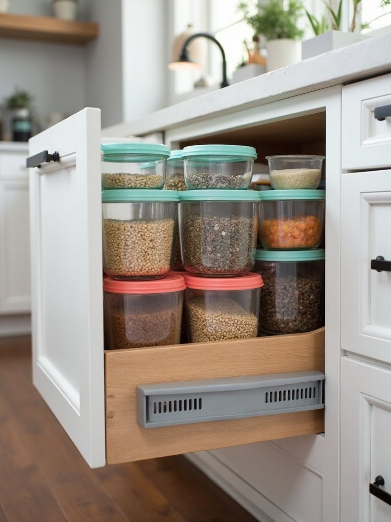 organized food storage container drawers