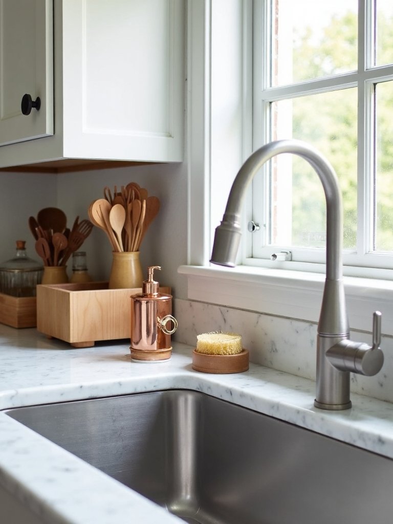 organized functional and stylish kitchen sink area