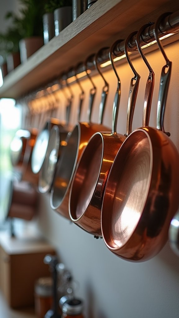 organized kitchen pans sleek aesthetic