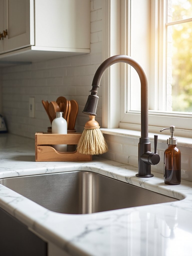 organized sink surround improves kitchen efficiency