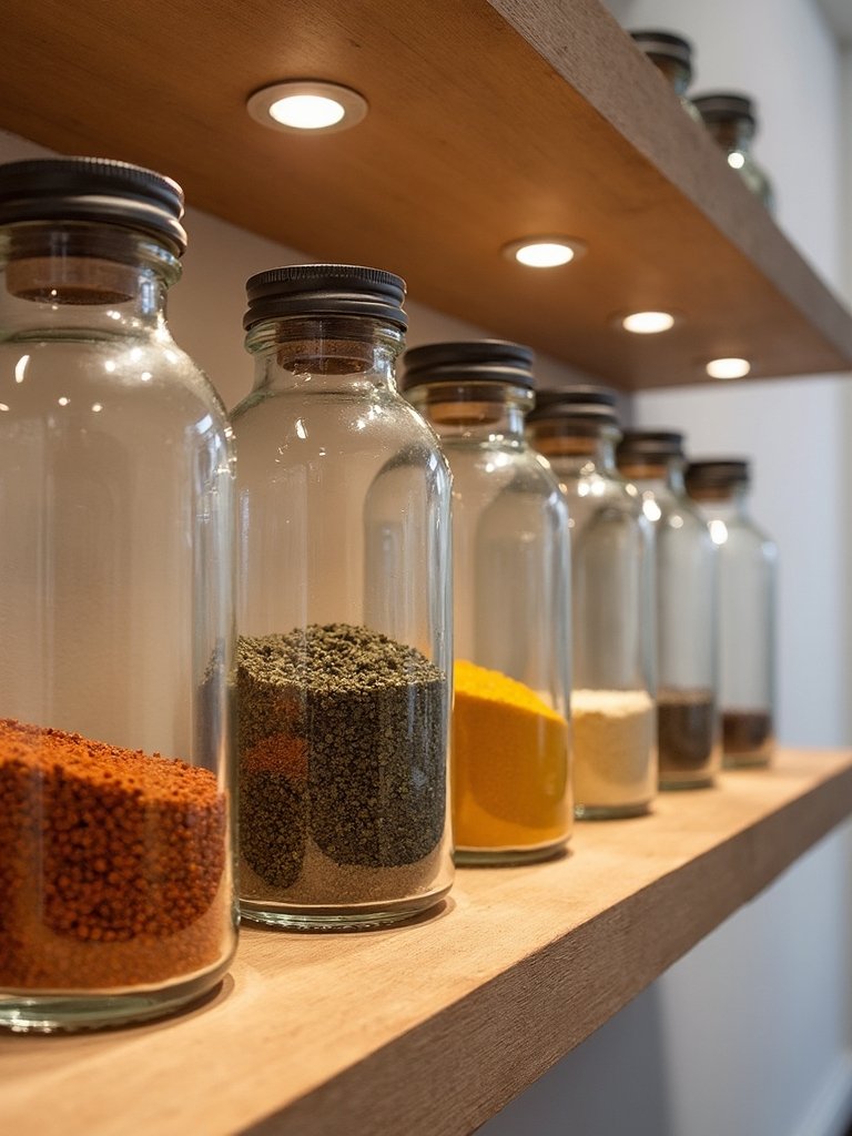organized spice storage enhances kitchen aesthetic