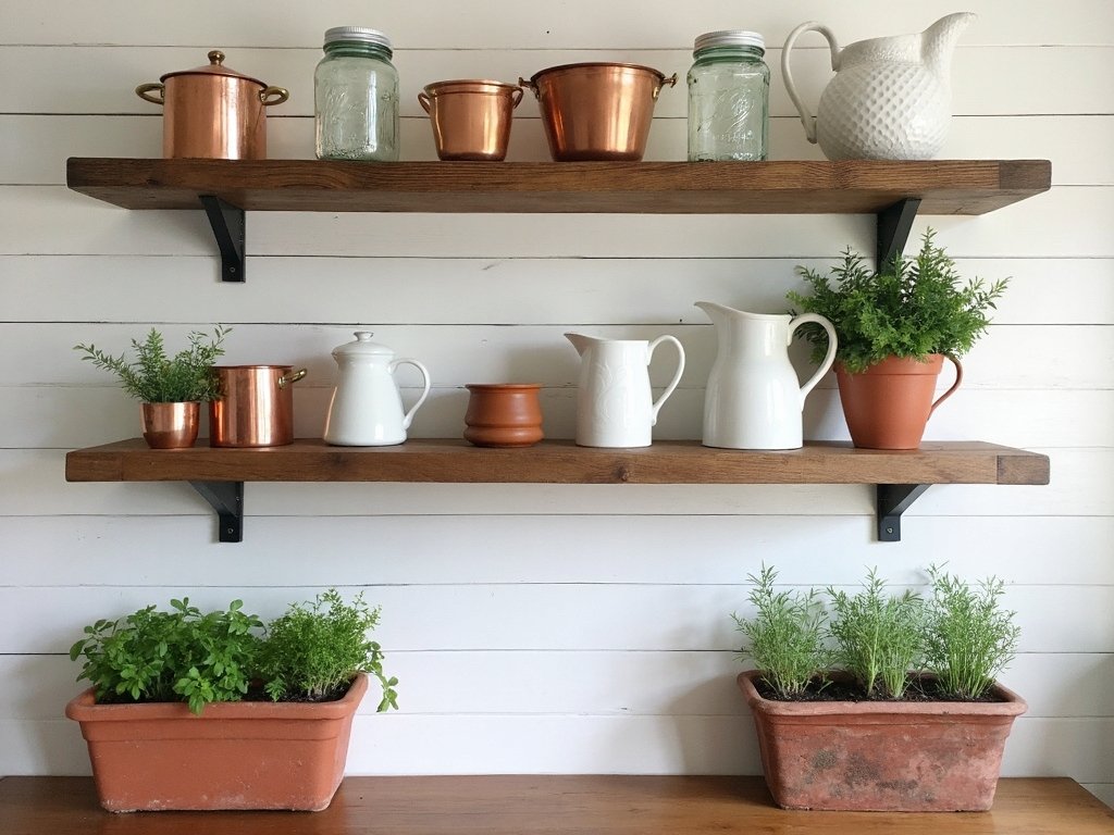 personalized vertical textured curated open shelving