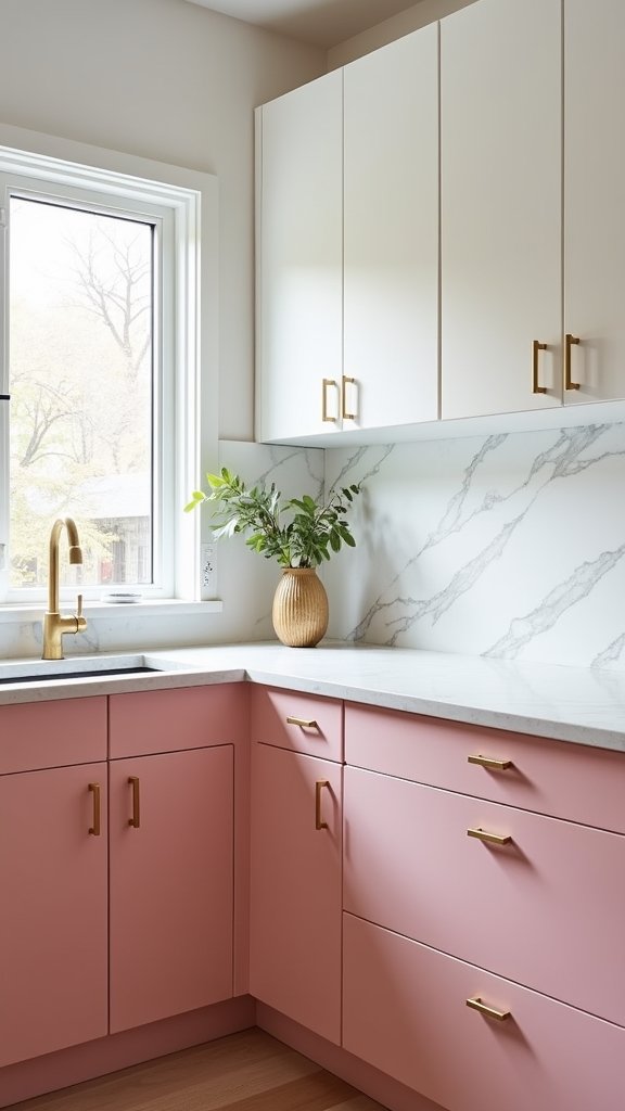 playful pink kitchen cabinets