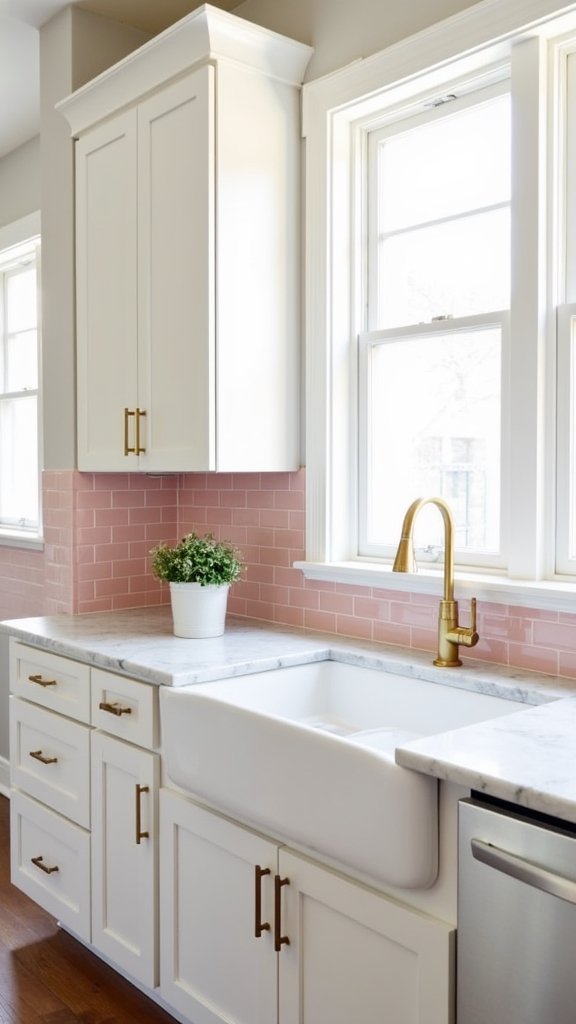 playful pink kitchen tile ideas