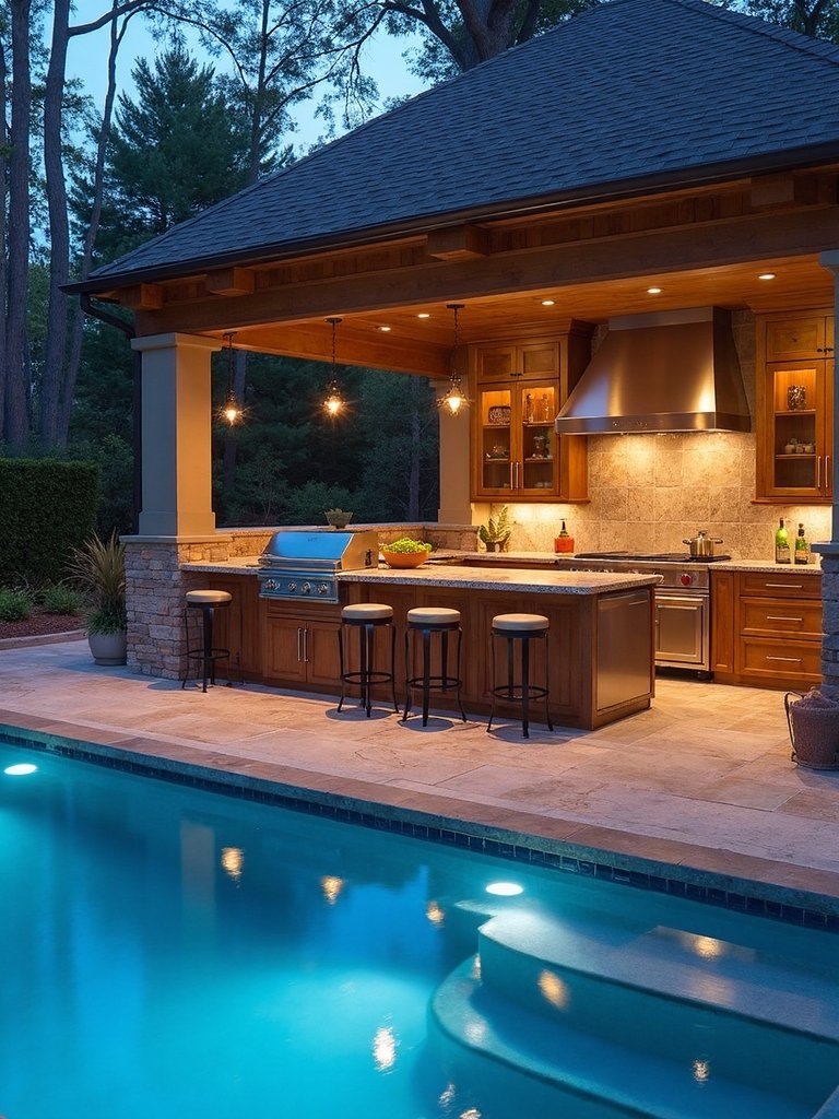 poolside outdoor kitchen oasis
