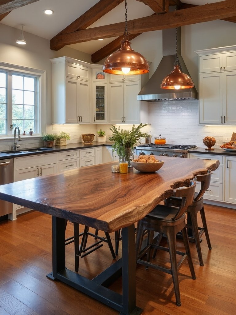 raw elegant walnut kitchen island