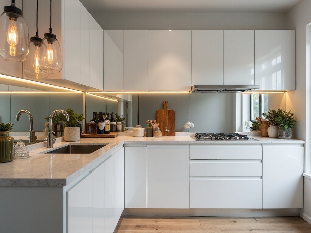 reflective strategic contrasting expansive kitchen design