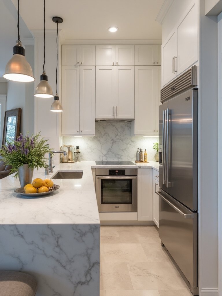 reflective surfaces expand kitchen appearance
