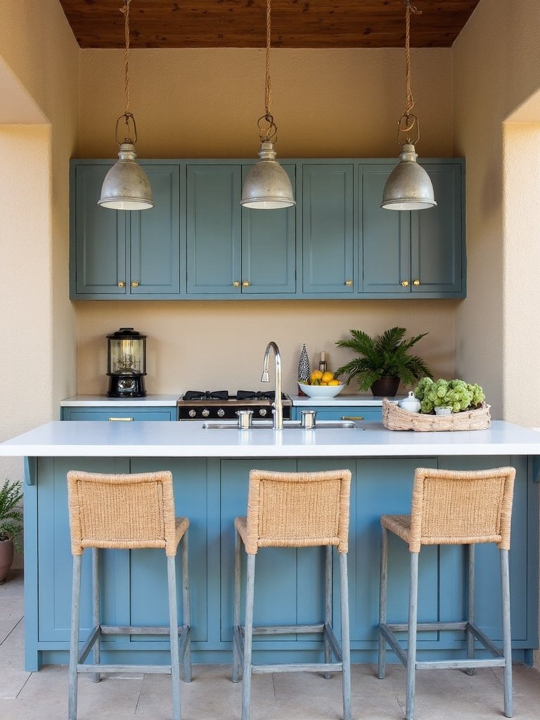 relaxed coastal outdoor kitchen retreat