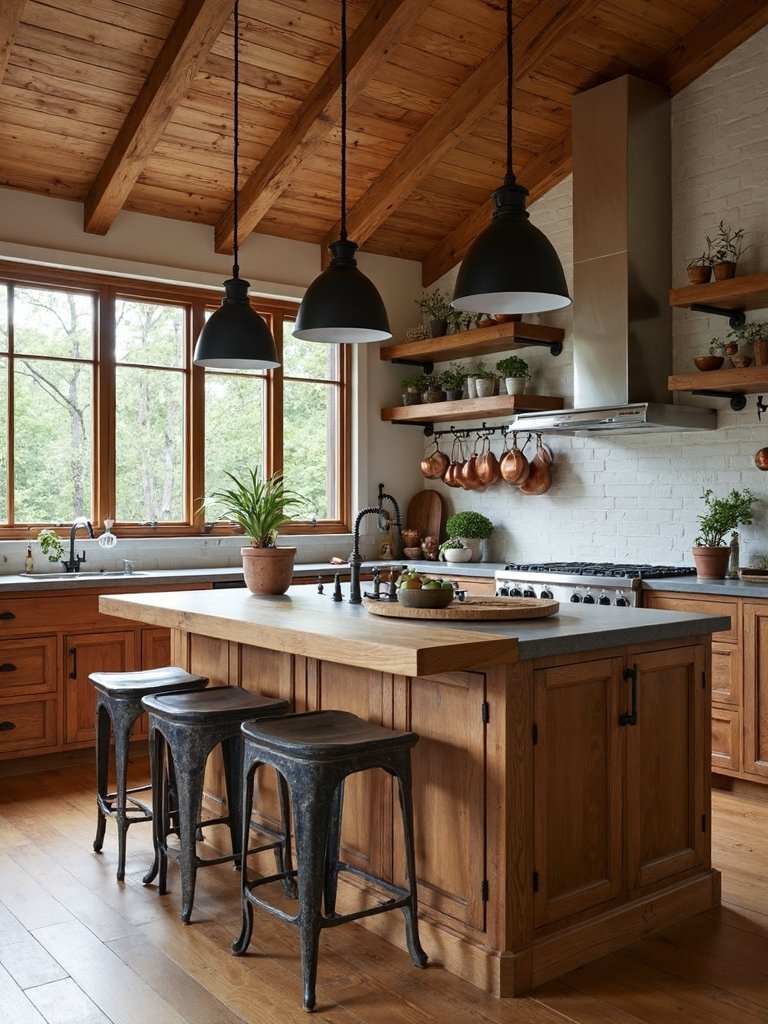 rugged industrial farmhouse kitchen accents