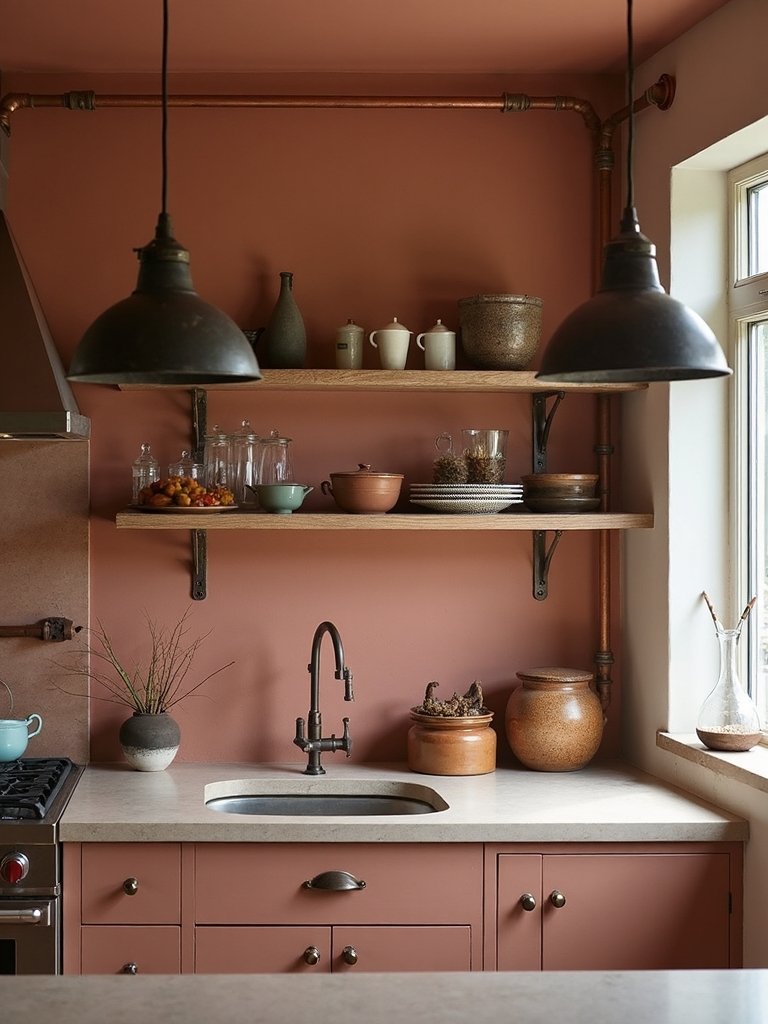 rustic clay metal kitchen design
