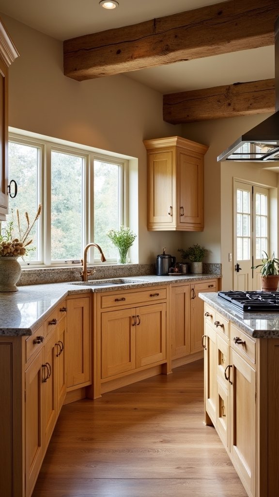 rustic cozy oak cabinets