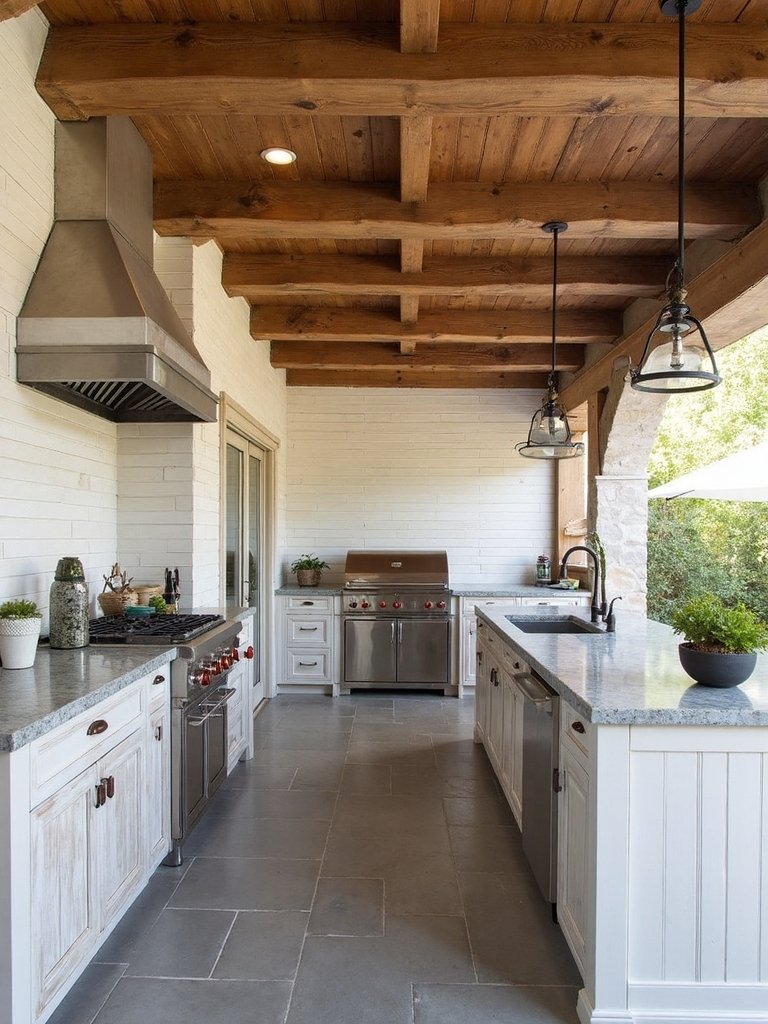 rustic cozy outdoor kitchen