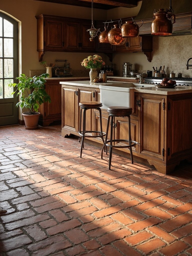 rustic farmhouse brick floor charm