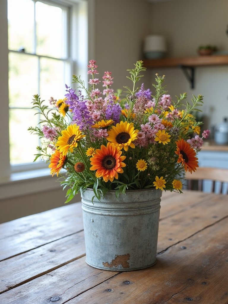 rustic farmhouse flower centerpiece