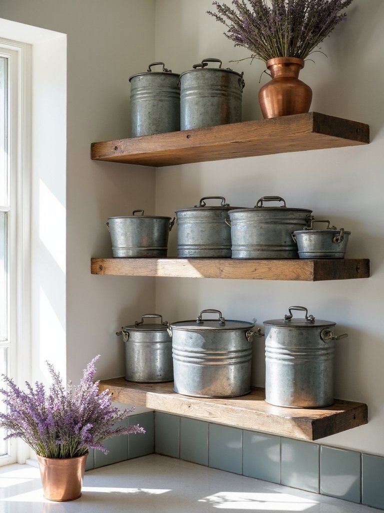 rustic farmhouse galvanized metal containers