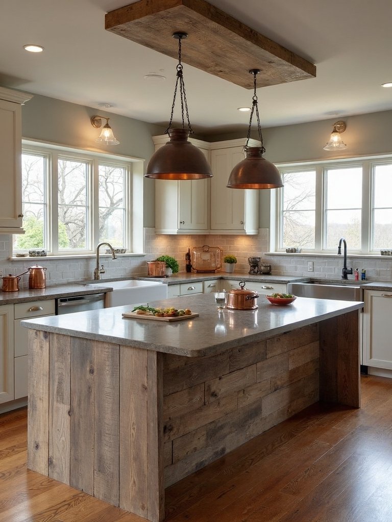 rustic farmhouse kitchen island centerpiece