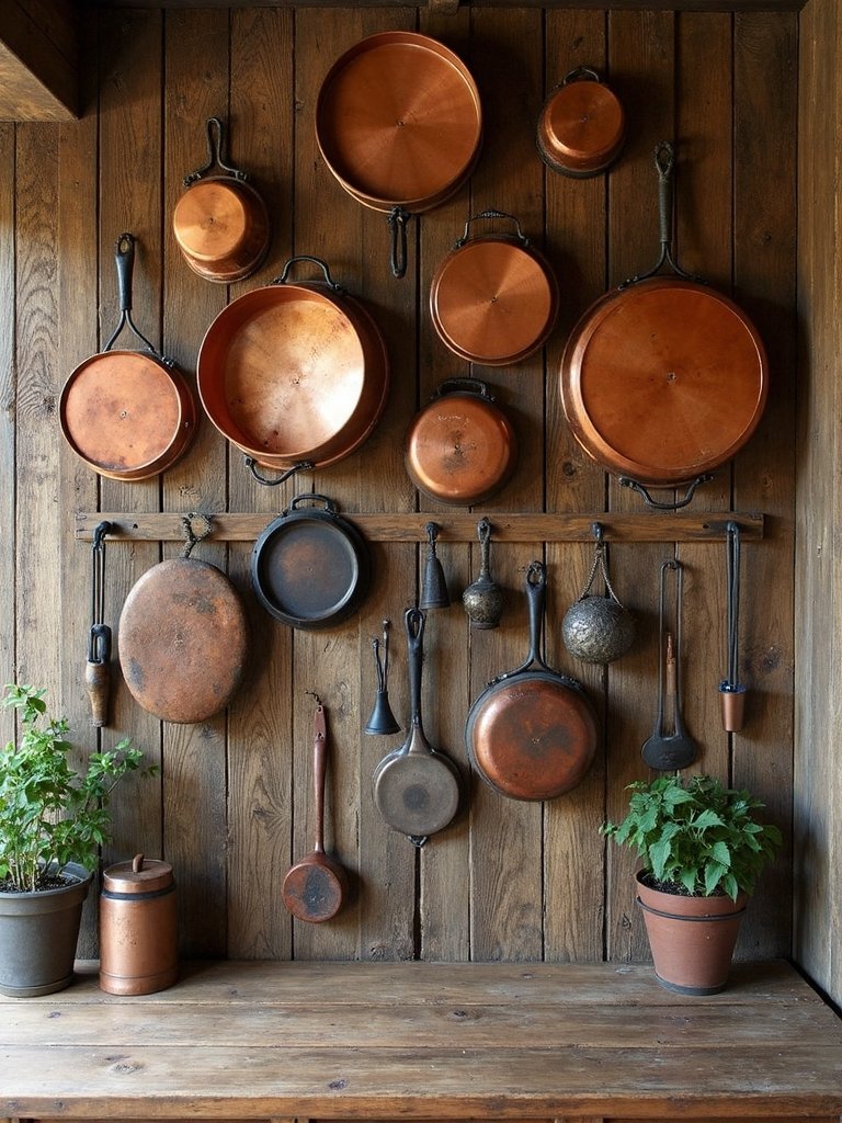 rustic functional organized kitchen pegboard