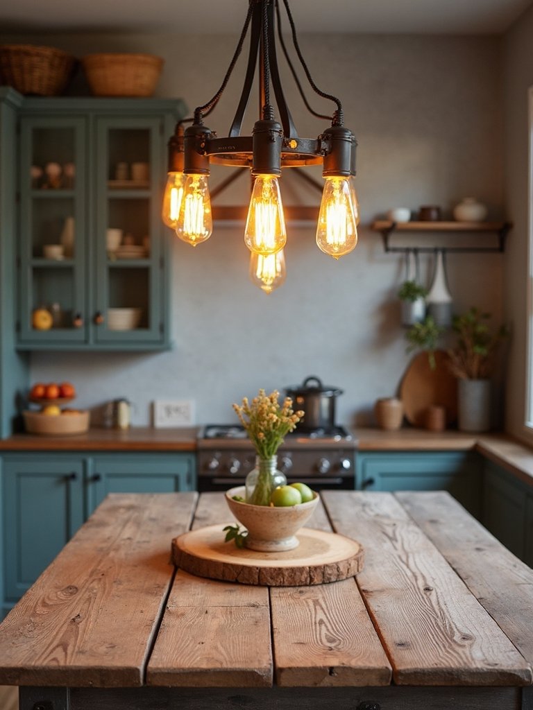 rustic lighting anchors dining experience