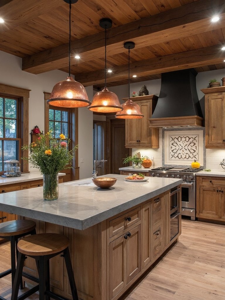 rustic mixed material kitchen countertops