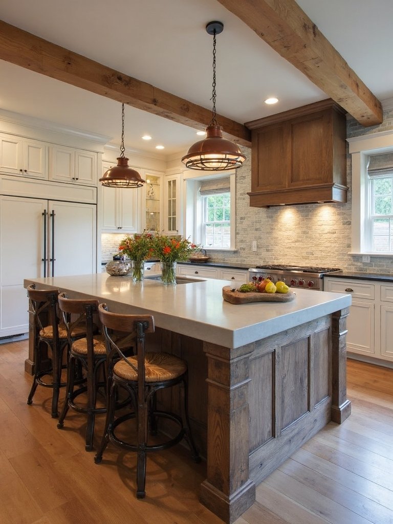 rustic mixed material kitchen focal points