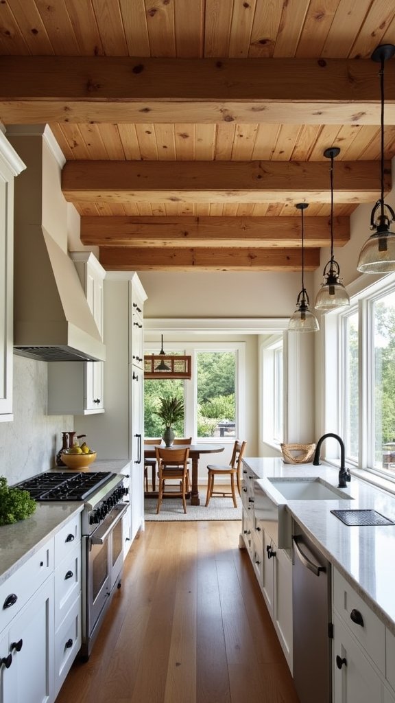 rustic natural warm kitchen ceilings