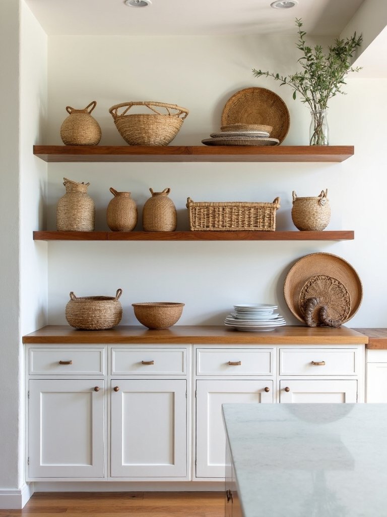 rustic organized cohesive kitchen storage