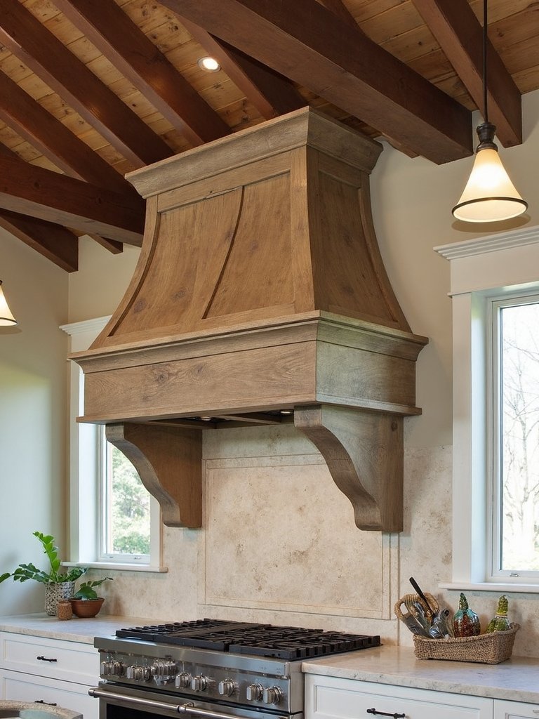 rustic wood vent exposed beams