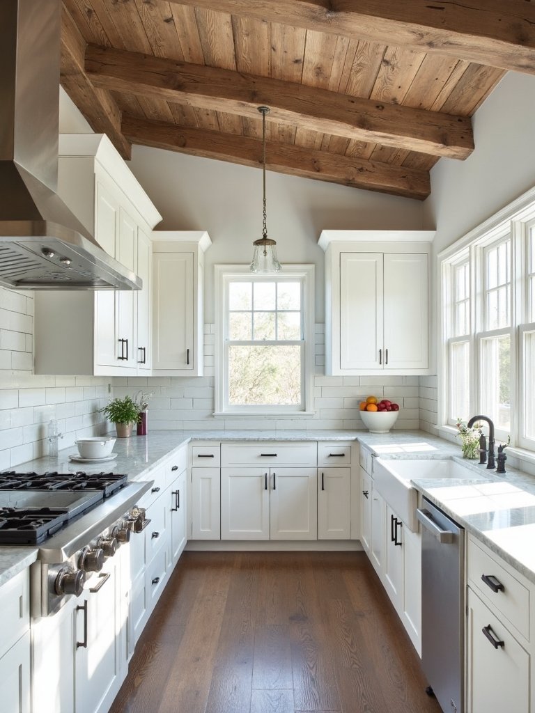 rustic wooden beams remodel farmhouse charm