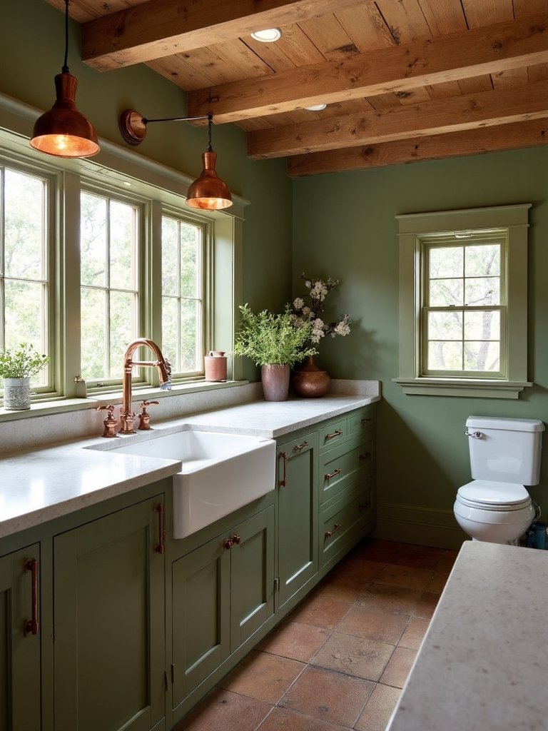 rustic yet sophisticated olive kitchen