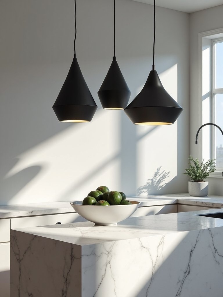 sculptural geometric kitchen lighting