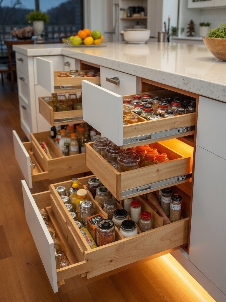 seamless spice storage island integration