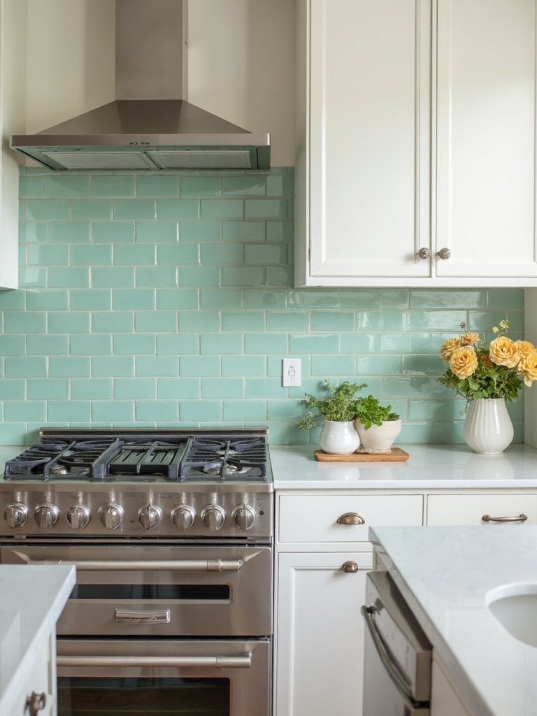 serene spa inspired kitchen backsplash design