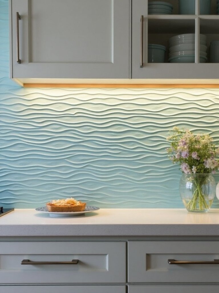 serene wave inspired kitchen backsplash tiles