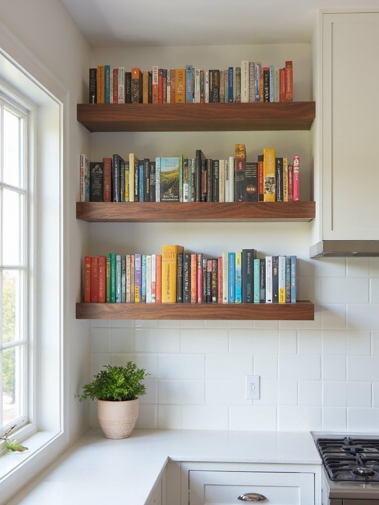 showcase cookbooks as decorative accents