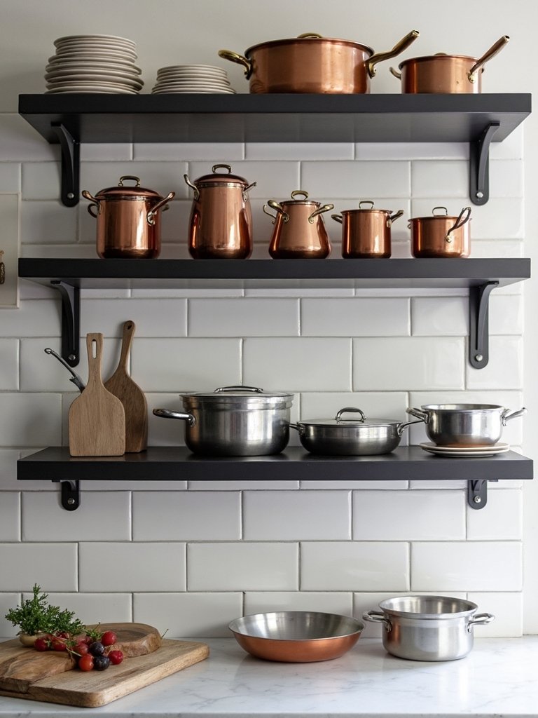 showcase culinary collection with open shelving