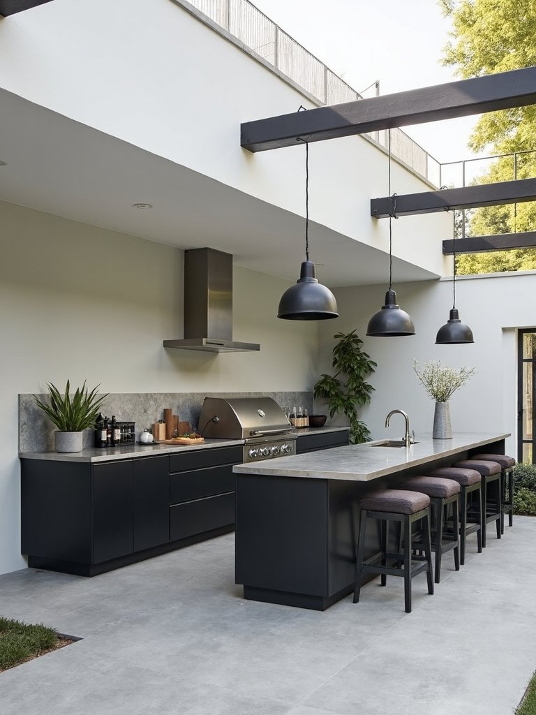 sleek functional outdoor cooking