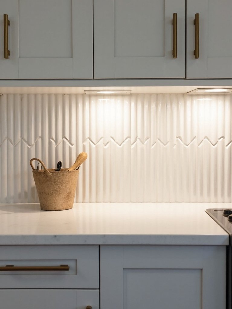 sleek geometric orderly contemporary kitchen backsplash