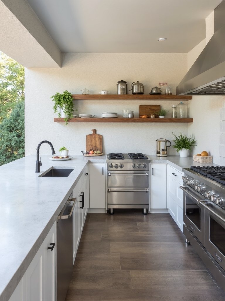 sleek minimalist outdoor kitchen