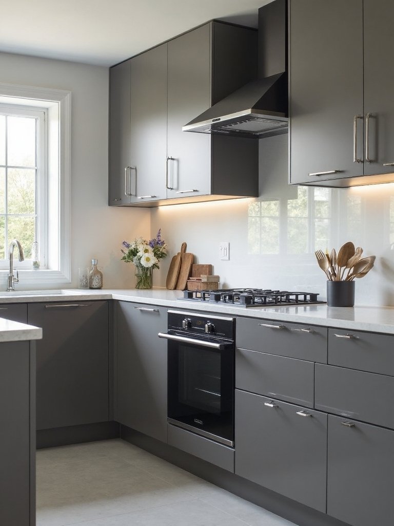 sleek modern grey cabinetry