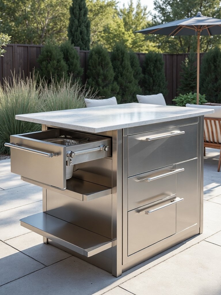 sleek outdoor kitchen island